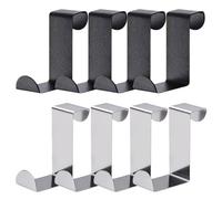 TENGWA 8 Pezzi Appendiabiti da Porta Acciaio Inossidabile Attaccapanni da Porta Nero Argento Gancio Accappatoio Doccia Capacità di Carico 5 kg Universale