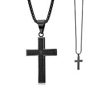 TENGWA Acciaio Inossidabile Crocifisso Collana Impermeabile Catenina Lunghezza 60 cm Ciondolo 4,5x2,8 cm Incisione con Scrittura Elementi Classici Regalo per Battesimo Adatto a Uomini e Ragazzi
