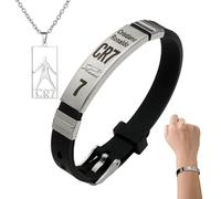 TENGWA Argento Collana 2 Pezzi Jewellery CR7 Ciondolo Lunghezza Catena 60 cm Circonferenza Polso Regolabile Perfetto Come Regalo per Ragazzi Tifosi di Calcio Tifosi di Calcio e Anche Come di Natale