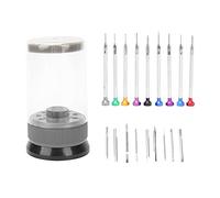 TengXiCLP Set di 9 cacciaviti, cacciaviti a testa piatta e a croce in lega con base girevole per la riparazione di orologi, strumenti di precisione tipo fessura con impugnatura antiscivolo