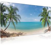 TengYuer Tappetino Mouse XXL Spiaggia Piante Tropicali Tappetino per Mouse da Gioco 1000x500x3mm Morbido Confortevole e Resistente Fondo Antiscivolo in Gomma Naturale Adatto per Ufficio e Gioco