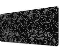 TengYuer Tappetino per Mouse da Gioco Nero Topografico Tappetino Mouse XXL 1200x600x2mm Morbido Confortevole e Resistente Fondo Antiscivolo in Gomma Naturale Adatto per Ufficio e Gioco