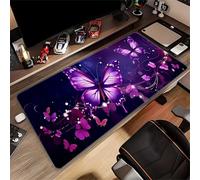 TengYuer Tappetino per Mouse XXL 900x400x2mm, Tappetino Mouse Gaming Farfalla Viola, Base in Gomma Antiscivolo, Bordi Cuciti, Grande Tappetino da Scrivania per PC, Laptop e Ufficio