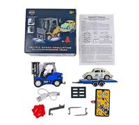 TENIREALX 1:64 RC Ingegneria Carrello elevatore Crane Switch Veicolo con Rimorchio & Blocchi, Effetti Sonori & Illuminazione a LED, Telecomando 2.4GHz Regolazione a 3 velocità Veicolo di costruzione