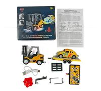 TENIREALX 1:64 RC Ingegneria Carrello elevatore Crane Switch Veicolo con Rimorchio & Blocchi, Effetti Sonori & Illuminazione a LED, Telecomando 2.4GHz Regolazione a 3 velocità Veicolo di costruzione