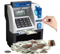 Tenkaybox Smart Bancomat Salvadanaio Elettronico, Banco Salvadanaio con Password, Banco Salvadanaio Interattivo con Carta di Debito, Display Digitale e Slot per Monete e Banconote, Divertente