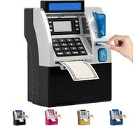Tenkaybox Tenkaybox Smart ATM Piggy Bank, Electronic Mini ATM Savings Bank with Password,Digital Display & Coin Bill Slot, Realistic Mini Smart Piggy Banks for Kids&Adults (Black)