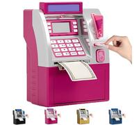 Tenkaybox Tenkaybox Smart ATM Piggy Bank, Electronic Mini ATM Savings Bank with Password,Digital Display & Coin Bill Slot, Realistic Mini Smart Piggy Banks for Kids&Adults (Pink)