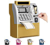 Tenkaybox Tenkaybox Smart ATM Piggy Bank, Electronic Mini ATM Savings Bank with Password,Digital Display & Coin Bill Slot, Realistic Mini Smart Piggy Banks for Kids&Adults (Gold)
