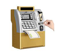 Tenkaybox - Tenkaybox Smart ATM Piggy Bank, Electronic Mini Money Saving Bank with Password, Digital Display & Coin Bill Slot - Fun Financial Learning for Adult (Yellow)