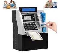 Tenkaybox, Tenkaybox Smart ATM Piggy Bank, Electronic Money Saving Bank with Password, Digital Display & Coin Bill Slot for Kids and Adults Fun Financial Learning Gift (Black)