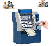 Tenkaybox, Tenkaybox Smart ATM Piggy Bank, Electronic Money Saving Bank with Password, Digital Display & Coin Bill Slot for Kids and Adults Fun Financial Learning Gift (Blue)