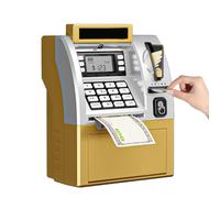 Tenkaybox, Tenkaybox Smart ATM Piggy Bank, Electronic Money Saving Machine with Password Lock, Digital Display & Coin Bill Slot - Fun Financial Learning for Adult (Gold)