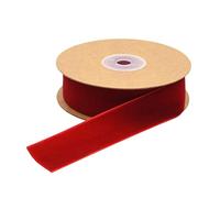 Tenlacum Rotolo di nastro in velluto morbido su un solo lato, larghezza 2,5 cm, per bomboniere di nozze, decorazioni natalizie, accessori alla moda e creazione di gioielli (rosso)