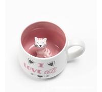 TENMEDARY Tazza 3D per gatti, 300 ml, in ceramica, per gatti, per donne (gattini)