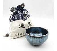 Tenmoku Glaze Grande Ceramica Host Tea Cup Temmoku Jianzhan Handmade Porcellana Bowl Cup Jian Zhan Blue Dragon Scale Pattern