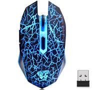 TENMOS M2 Mouse da gioco wireless, silenzioso, ricaricabile, con luce LED a 7 colori, design ergonomico, 3 DPI regolabili, compatibile con computer portatile/PC/notebook, 6 pulsanti (nero)