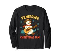 Tennessee Music - Camicia Natalizia con Pupazzo di Neve e Chitarra Maglia a Manica