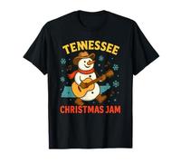 Tennessee Music - Camicia Natalizia con Pupazzo di Neve e Chitarra Maglietta