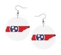 Tennessee State Flag Map Orecchini rotondi stampati per le donne, 1 paio di orecchini forati in pelle leggera set di gioielli alla moda regali per donne ragazze, One Size, Poliestere