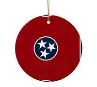 Tennessee State Flag Printing Family Christmas Ornament Gifts For Women Men, Circolare Ceramica Decorazione da appendere per albero, porte, finestre