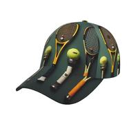 Tennis Balls And Rackets Cappello Trucker Casuale Tesa Curva Cappello da Baseball Confortevole Cappelli Golf per Adulto Uomo Estivo