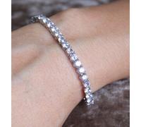 Tennis Braccialetti 18k Placcato Oro Bianco IN 3mm 4mm E 5mm & 5A Zircone Cubico