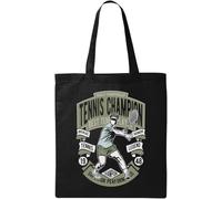 Tennis Champion Best Tennis Player Superior Performance Natural Ecologico Cotone Tote Bag Nero, Nero , Taglia unica