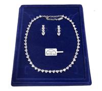 Tennis Collana Girocollo Cuor Orecchini pl. oro 18k con Cristalli Zirconi T69