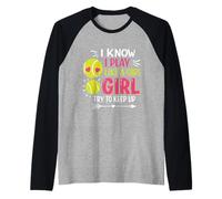 Tennis Gioca Come Una Ragazza Divertente Sport Citazione Maglia con Maniche Raglan