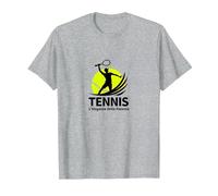 Tennis: L'Eleganza della Potenza - Arte Sportiva Italiana Maglietta, Uomo, Grigio Melange, XL