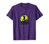 Tennis: L'Eleganza della Potenza - Arte Sportiva Italiana Maglietta, Uomo, Viola, XL