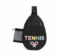 Tennis Pack Borsa Spalla Racchetta Zipper Tasche Laterali Scomparto Principale Materiale Memory Multifunzione Adatta a Scuola Palestra Viaggio, Array, Nero