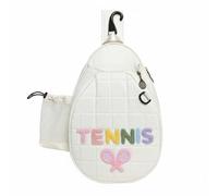 Tennis Pack Borsa Spalla Racchetta Zipper Tasche Laterali Scomparto Principale Materiale Memory Multifunzione Adatta a Scuola Palestra Viaggio, Array, Bianco