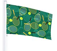 Tennis Racket And Ball Flag 3x5 Ft Outdoor Double Sided 100% Polyester Duty Durable Flags With Preset Hole For Home Office Garden Holiday Decorations