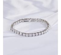 Tennis Riviera Bracciale Taglio Princess 5A Zircone Cubico Argento 4mm Largo