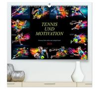 Tennis und Motivation (hochwertiger Premium Wandkalender 2026 DIN A2 quer), Kunstdruck in Hochglanz: Tauche ein in die Welt des Tennissports und lass ... und motivierenden Zitaten inspirieren.