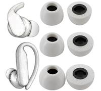 TENNMAK Cuscinetti in memory foam compatibili con auricolari Powerbeats Pro 2 & Fit/Beats Studio Buds & Studio Buds + & Solo Buds & Fit Pro (1a generazione), colore bianco e grigio