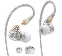TENNMAK PRO 4 auricolari cablati per driver, con cavo staccabile e gancio per le orecchie per sport running (bianco senza microfono)