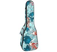 Tenor Ukulele custodia impermeabile per ukulele zaino imbottito, ideale per concerti soprani (21/23/24") carpa pesci blu onda