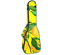 Tenor Ukulele custodia impermeabile per ukulele zaino imbottito, ideale per concerti soprani (21/23/24") frutta verde limone foglia blu floreale