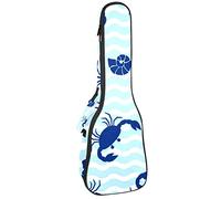 Tenor Ukulele custodia impermeabile per ukulele zaino imbottito, ideale per concerti soprani (21/23/24") Royal Blue Crab Light Blue Wave