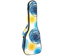 Tenor Ukulele custodia impermeabile per ukulele zaino imbottito, ideale per concerti soprani (21/23/24") arte blu giallo graffiti cerchi