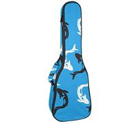 Tenor Ukulele custodia impermeabile per ukulele zaino imbottito, ideale per concerti soprani (21/23/24") pesce blu nero e bianco