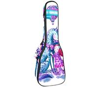 Tenor Ukulele custodia impermeabile per ukulele zaino imbottito, ideale per concerti soprani (21/23/24") rosa blu acquerello unicorno ragazza fiori