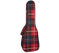 Tenor Ukulele custodia impermeabile per ukulele zaino imbottito, ideale per concerti soprani (21/23/24") Tartan Plaid rosso blu navy