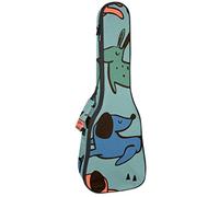 Tenor Ukulele custodia impermeabile per ukulele zaino imbottito, ideale per concerti soprani (21/23/24") blu corallo verde cane bianco