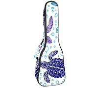 Tenor Ukulele custodia impermeabile ukulele custodia imbottita zaino, ideale per concerti soprani (21/23/24") acquerello blu viola mare tartaruga marina