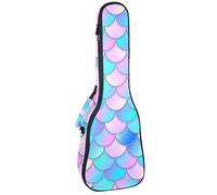 Tenor Ukulele Gig Bag Impermeabile Ukulele Custodia Imbottita Zaino Ideale per Concerti Soprano (21/23/24") Blu Rosa Acquarello Sirena Scala