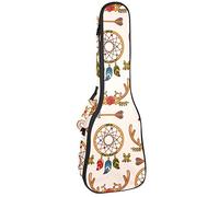 Tenore Ukulele Gig Bag Impermeabile Ukulele Custodia Imbottita Zaino Grande per Concerto Soprano (21/23/24 pollici) Colorato Boho Dream Catcher Piuma